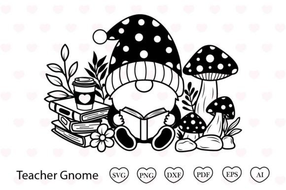 Book Gnome Svg Teacher Svg: Graphics & Print Templates