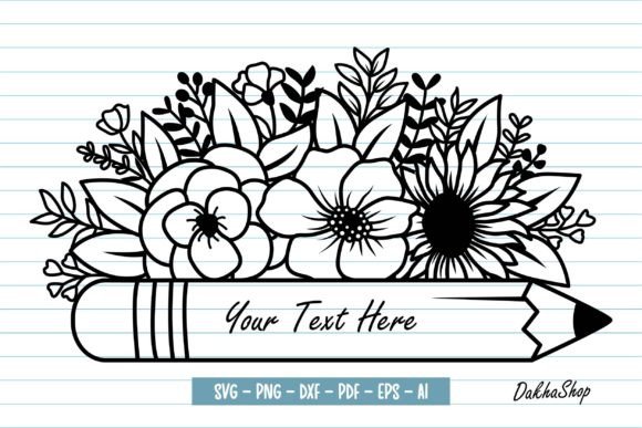 Pencil Flower Svg: Graphics & Print Templates