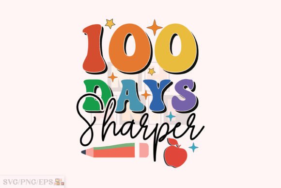 Retro 100 Days Sharper School Graphics for T-Shirt Designs