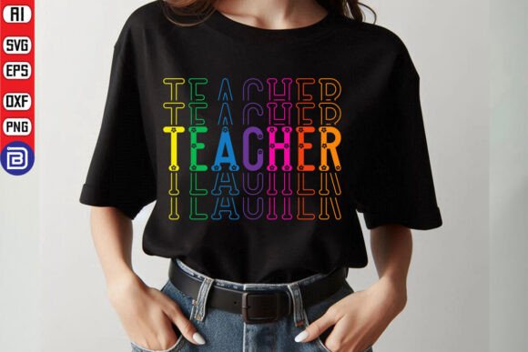 Reviewing Teacher Stacked SVG PNG for Embroidery