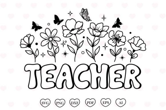 Teacher Flower Svg: Graphics for Print Templates