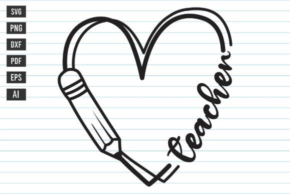 Teacher Heart Frame SVG: Graphics for Print Templates