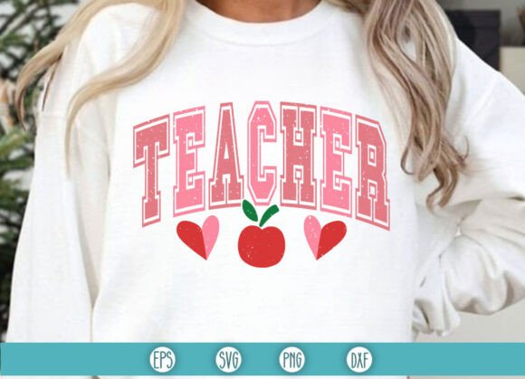 Teacher Varsity Valentine SVG for T-Shirt Designs & Graphics